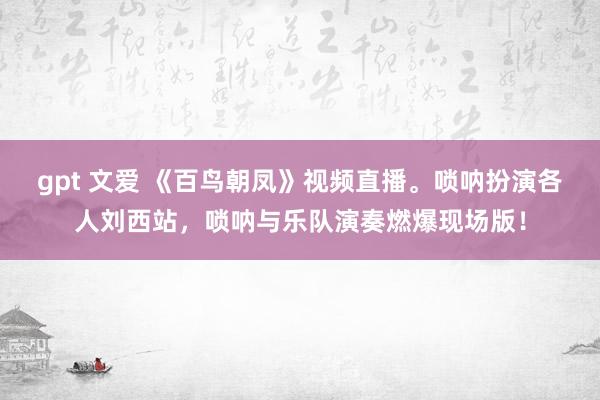 gpt 文爱 《百鸟朝凤》视频直播。唢呐扮演各人刘西站，唢呐与乐队演奏燃爆现场版！