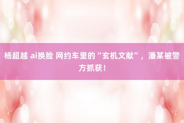 杨超越 ai换脸 网约车里的“玄机文献”，潘某被警方抓获！