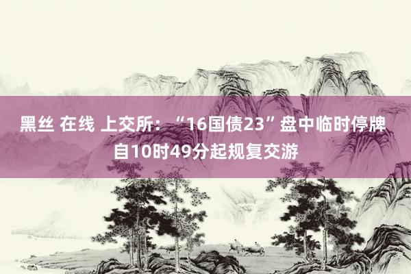 黑丝 在线 上交所：“16国债23”盘中临时停牌 自10时49分起规复交游