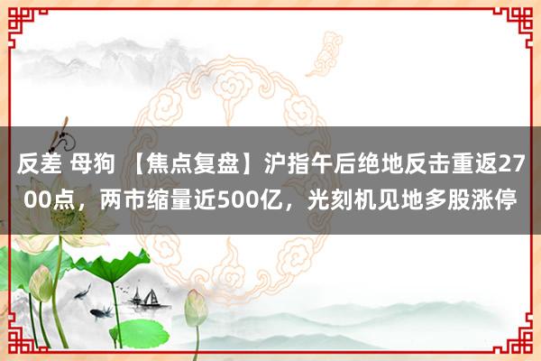 反差 母狗 【焦点复盘】沪指午后绝地反击重返2700点，两市缩量近500亿，光刻机见地多股涨停