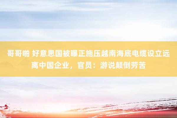 哥哥啪 好意思国被曝正施压越南海底电缆设立远离中国企业，官员：游说颠倒劳苦