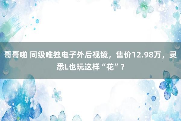 哥哥啪 同级唯独电子外后视镜，售价12.98万，灵悉L也玩这样“花”？