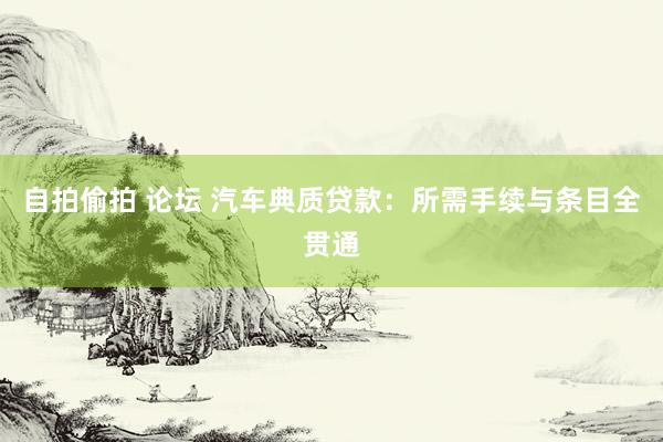 自拍偷拍 论坛 汽车典质贷款：所需手续与条目全贯通