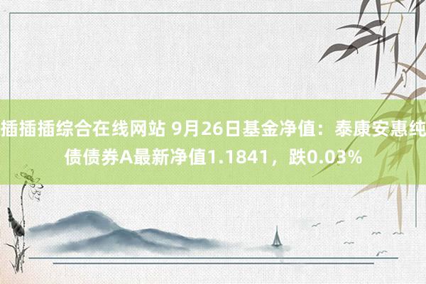 插插插综合在线网站 9月26日基金净值：泰康安惠纯债债券A最新净值1.1841，跌0.03%