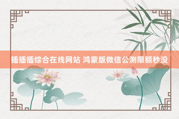 插插插综合在线网站 鸿蒙版微信公测限额秒没