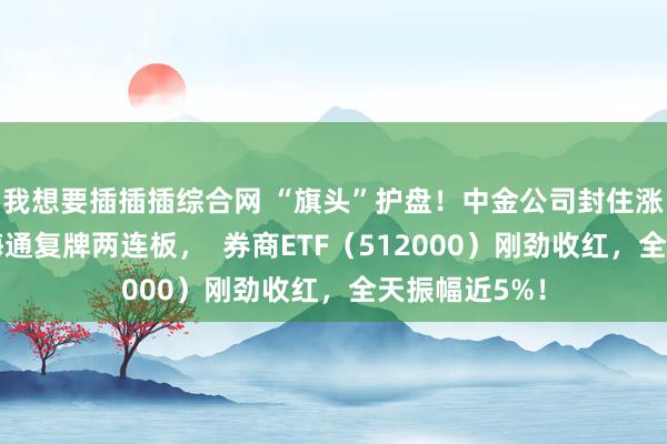 我想要插插插综合网 “旗头”护盘！中金公司封住涨停，国君、海通复牌两连板，  券商ETF（512000）刚劲收红，全天振幅近5%！
