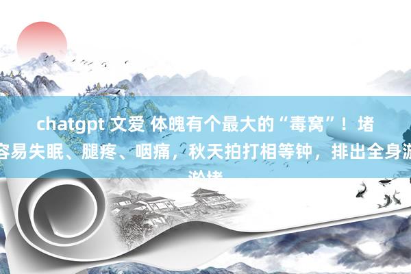 chatgpt 文爱 体魄有个最大的“毒窝”！堵了容易失眠、腿疼、咽痛，秋天拍打相等钟，排出全身淤堵