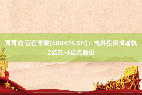 哥哥啪 萤石集聚(688475.SH)：电科投资拟增执2亿元-4亿元股份