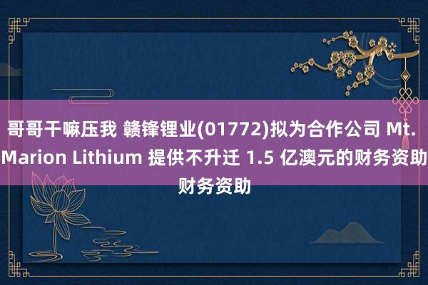哥哥干嘛压我 赣锋锂业(01772)拟为合作公司 Mt. Marion Lithium 提供不升迁 1.5 亿澳元的财务资助