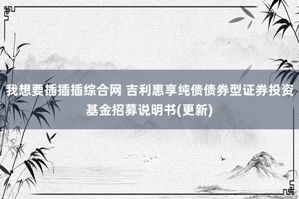 我想要插插插综合网 吉利惠享纯债债券型证券投资基金招募说明书(更新)