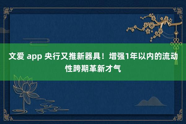 文爱 app 央行又推新器具！增强1年以内的流动性跨期革新才气