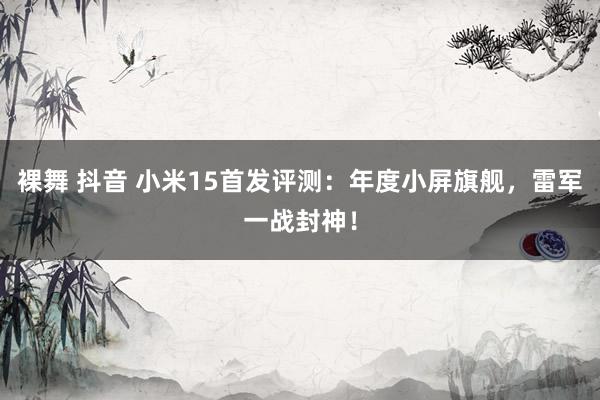裸舞 抖音 小米15首发评测：年度小屏旗舰，雷军一战封神！