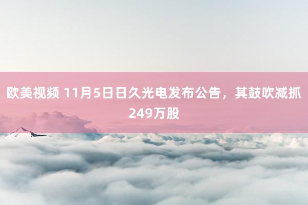 欧美视频 11月5日日久光电发布公告，其鼓吹减抓249万股