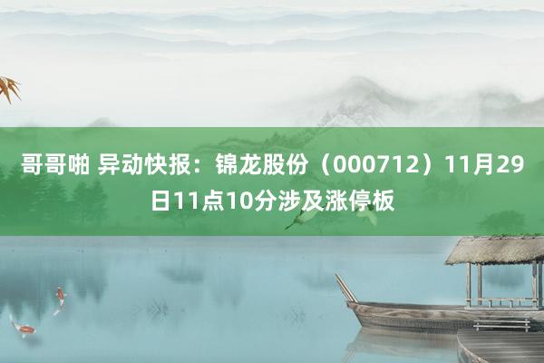 哥哥啪 异动快报：锦龙股份（000712）11月29日11点10分涉及涨停板