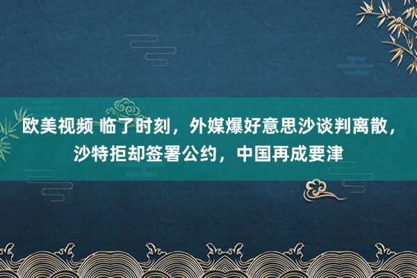 欧美视频 临了时刻，外媒爆好意思沙谈判离散，沙特拒却签署公约，中国再成要津