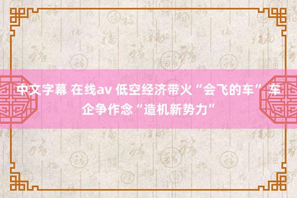 中文字幕 在线av 低空经济带火“会飞的车” 车企争作念“造机新势力”