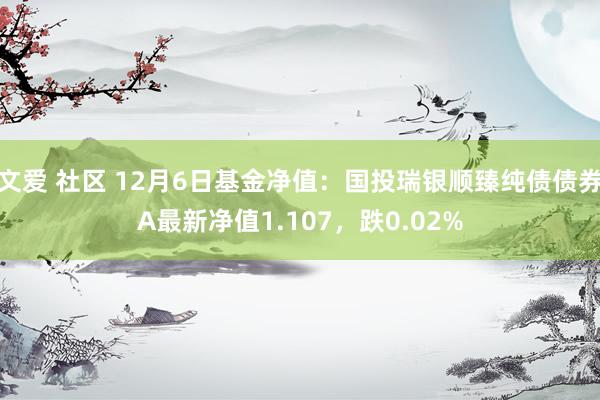 文爱 社区 12月6日基金净值：国投瑞银顺臻纯债债券A最新净值1.107，跌0.02%