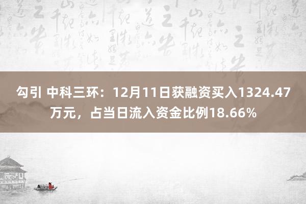 勾引 中科三环：12月11日获融资买入1324.47万元，占当日流入资金比例18.66%