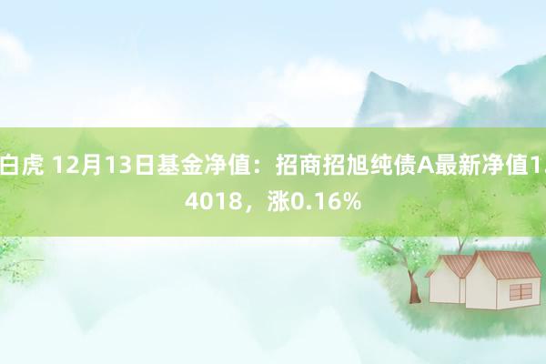 白虎 12月13日基金净值：招商招旭纯债A最新净值1.4018，涨0.16%