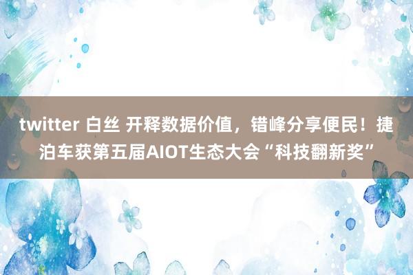 twitter 白丝 开释数据价值，错峰分享便民！捷泊车获第五届AIOT生态大会“科技翻新奖”