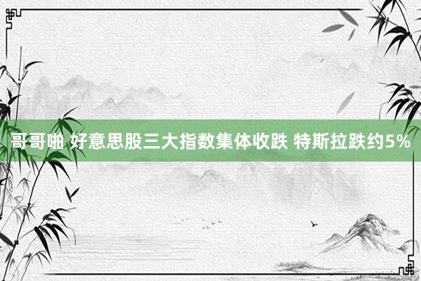 哥哥啪 好意思股三大指数集体收跌 特斯拉跌约5%