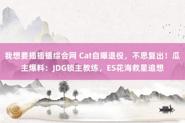我想要插插插综合网 Cat自曝退役，不思复出！瓜主爆料：JDG锁主教练，ES花海救星追想