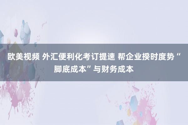 欧美视频 外汇便利化考订提速 帮企业揆时度势“脚底成本”与财务成本