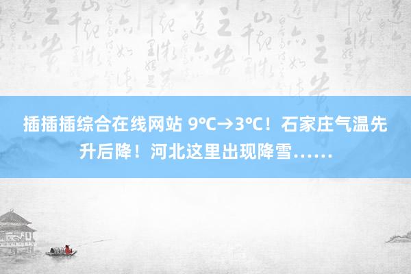插插插综合在线网站 9℃→3℃！石家庄气温先升后降！河北这里出现降雪……