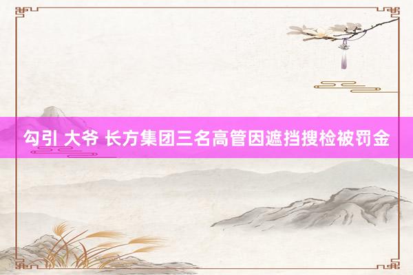 勾引 大爷 长方集团三名高管因遮挡搜检被罚金