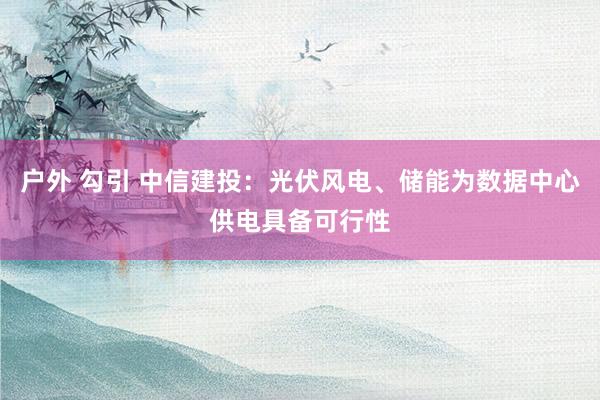户外 勾引 中信建投：光伏风电、储能为数据中心供电具备可行性