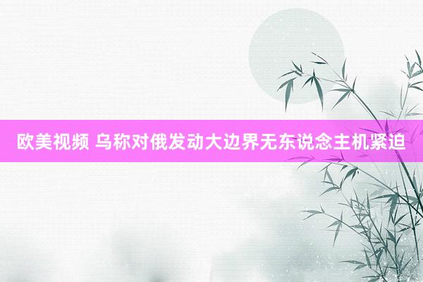 欧美视频 乌称对俄发动大边界无东说念主机紧迫