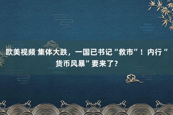欧美视频 集体大跌，一国已书记“救市”！内行“货币风暴”要来了？