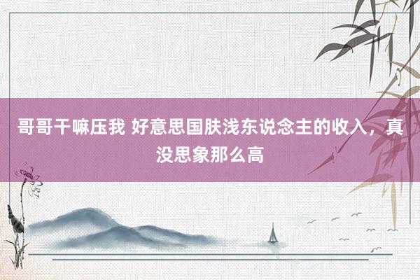 哥哥干嘛压我 好意思国肤浅东说念主的收入，真没思象那么高