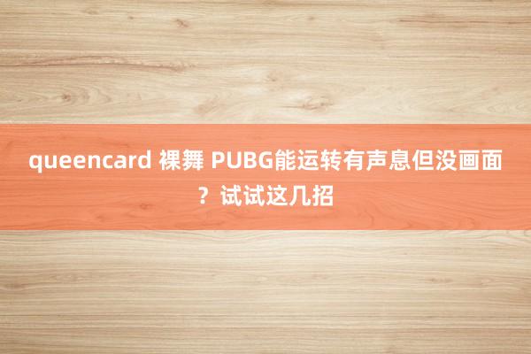 queencard 裸舞 PUBG能运转有声息但没画面？试试这几招