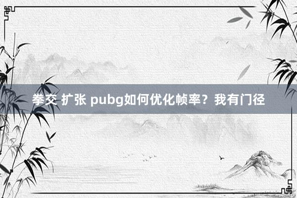 拳交 扩张 pubg如何优化帧率？我有门径