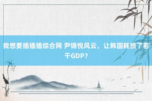 我想要插插插综合网 尹锡悦风云，让韩国耗损了若干GDP？
