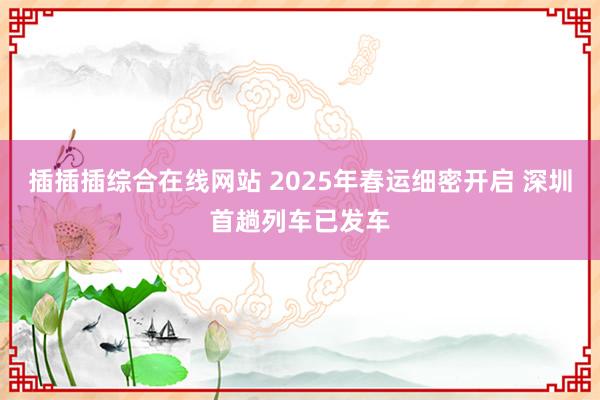 插插插综合在线网站 2025年春运细密开启 深圳首趟列车已发车