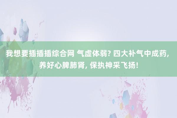 我想要插插插综合网 气虚体弱? 四大补气中成药， 养好心脾肺肾， 保执神采飞扬!