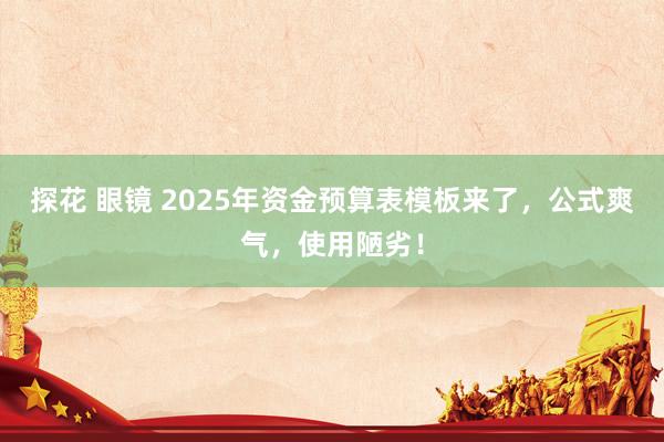 探花 眼镜 2025年资金预算表模板来了，公式爽气，使用陋劣！