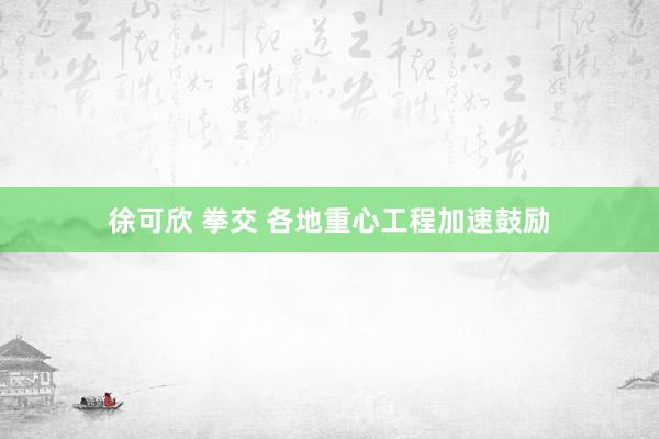 徐可欣 拳交 各地重心工程加速鼓励