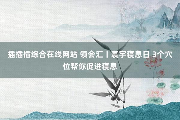 插插插综合在线网站 领会汇丨寰宇寝息日 3个穴位帮你促进寝息