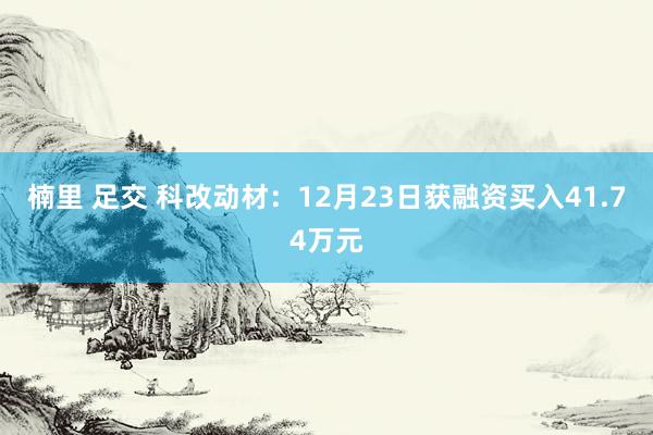 楠里 足交 科改动材：12月23日获融资买入41.74万元