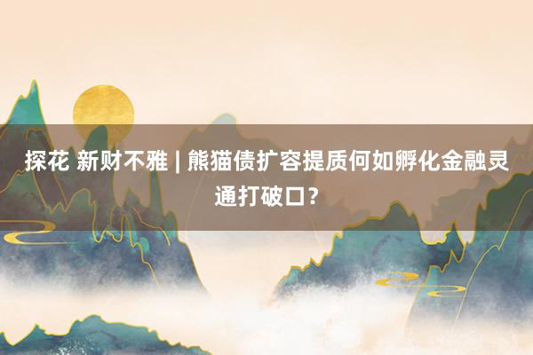 探花 新财不雅 | 熊猫债扩容提质何如孵化金融灵通打破口？