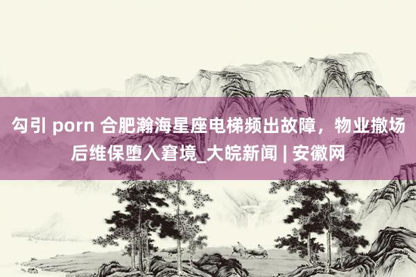 勾引 porn 合肥瀚海星座电梯频出故障，物业撤场后维保堕入窘境_大皖新闻 | 安徽网