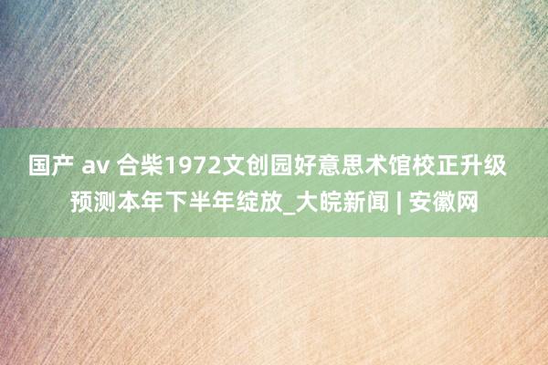 国产 av 合柴1972文创园好意思术馆校正升级  预测本年下半年绽放_大皖新闻 | 安徽网
