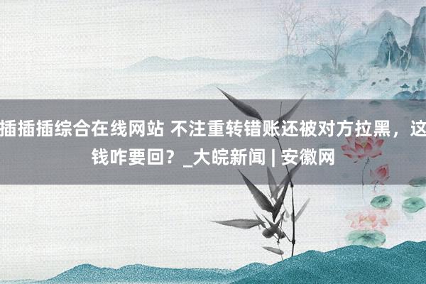插插插综合在线网站 不注重转错账还被对方拉黑，这钱咋要回？_大皖新闻 | 安徽网