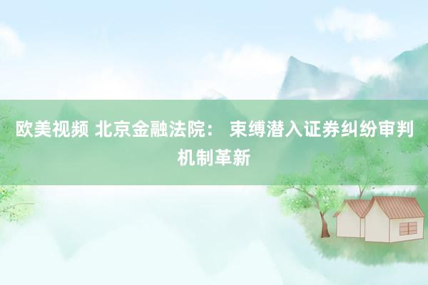 欧美视频 北京金融法院： 束缚潜入证券纠纷审判机制革新