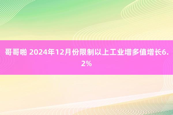 哥哥啪 2024年12月份限制以上工业增多值增长6.2%