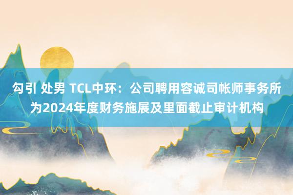 勾引 处男 TCL中环：公司聘用容诚司帐师事务所为2024年度财务施展及里面截止审计机构