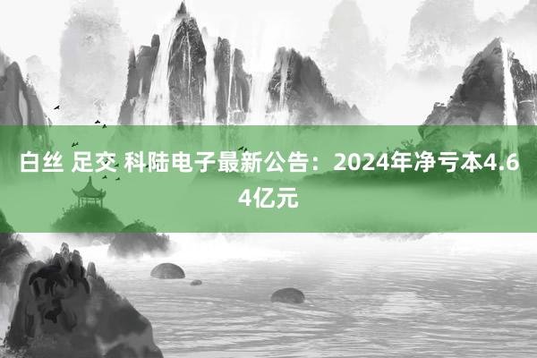 白丝 足交 科陆电子最新公告：2024年净亏本4.64亿元